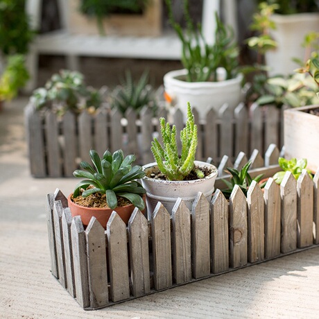 【掬涵】实木做旧栅栏花器花盆花篮篱笆门前花园装饰户外露台壁挂