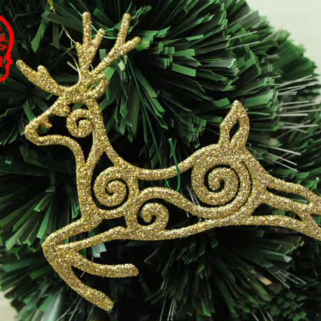 圣诞树装饰品 奔跑小鹿圣诞鹿 13x11cm镂空粘粉圣诞麋鹿挂件7g