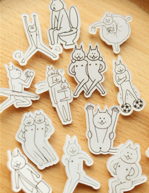 网络爆红!神经猫系列搞怪动作日本原宿风涂鸦 亚克力徽章胸针