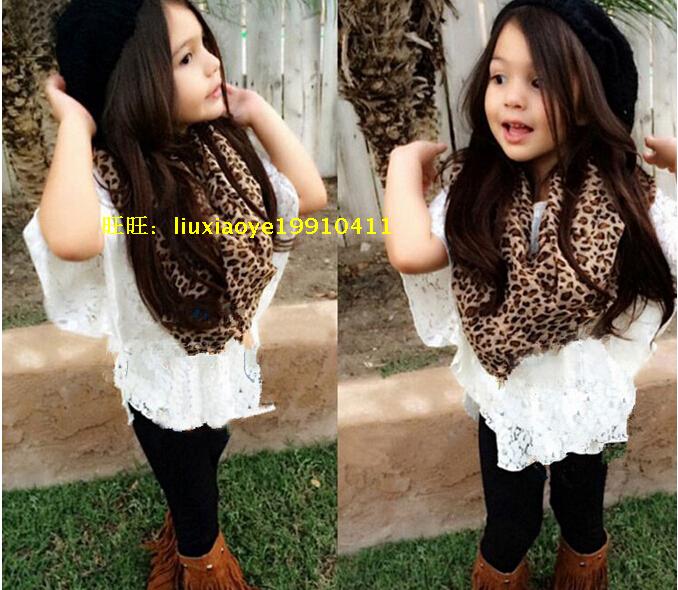 

детский костюм Fashion baby Lace Top Leggings Scarves Sets