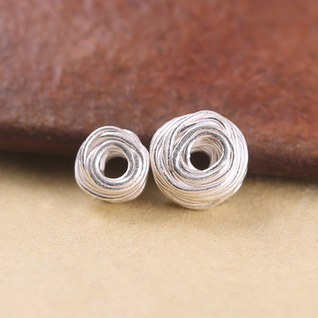 rt 06泰国进口 s925纯银银线编织圆形隔珠 diy手链串珠配件