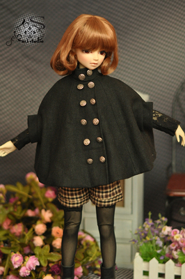 taobao agent M3 bjd baby clothing 4 points 3 points DD women's popular black flange woolen cloak uncle Zhuang uncle customized