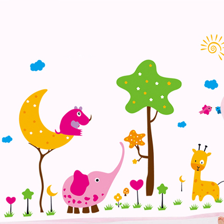 中挑选喜欢的宝贝 创意卡通动物墙贴,儿童房间幼儿园墙纸贴画墙贴