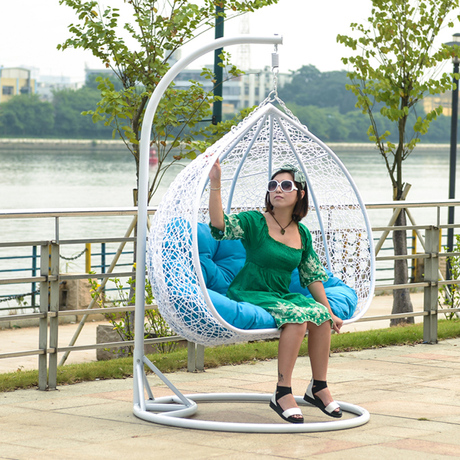 司库诺 鸟巢吊篮藤椅宿舍阳台户外休闲双人千秋情侣藤编小吊篮椅