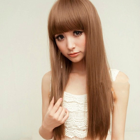 假发女生长直发长发齐刘海自然黑色深浅棕色亚麻黄色假头发非主流