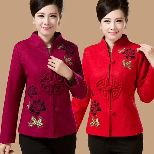 Осенний демисезонный жакет, бюстгальтер-топ, этническая куртка для матери, для среднего возраста, китайский стиль, этнический стиль