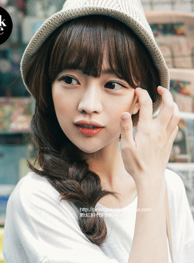 pinkage假发热销甜美可爱韩国太阳后裔有鬓角隐形空气齐刘海超薄