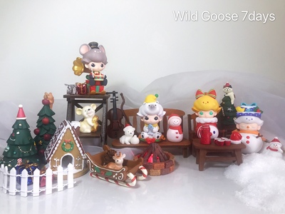 taobao agent DIMOO Christmas scene display box Biqi molly bunny winter blind box accessories camera props decoration