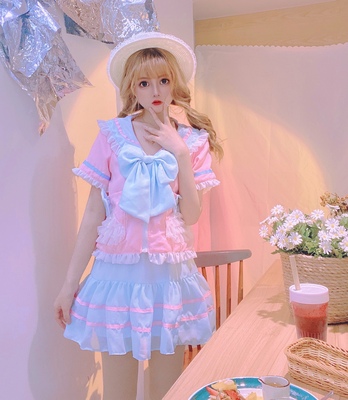 taobao agent Niche Sweet Age Academy Storm Navy Wind Fantasy Candy Ice Creamy Dress Set