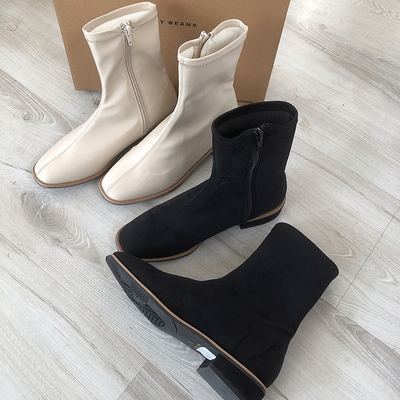 taobao agent Export day Shannan long autumn winter personalized black velvet noodle retro -side zipper head low and Chelsea thin short boots