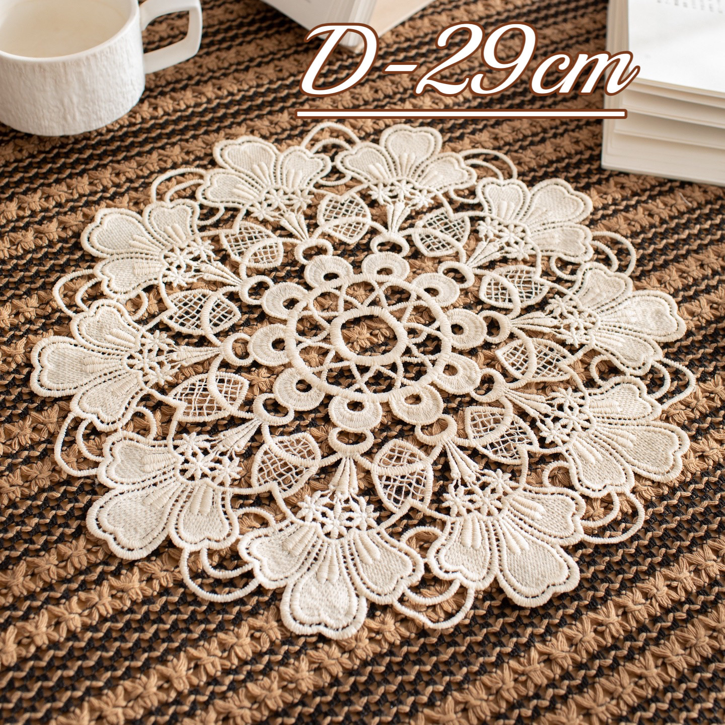 Beige Embroidered Lace Placemats