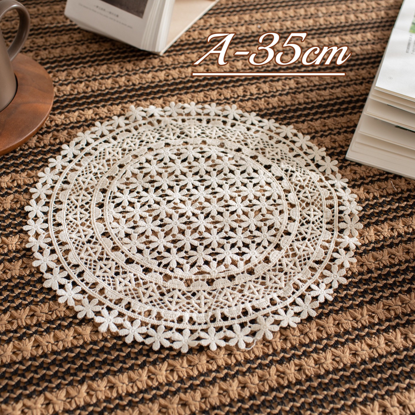 Beige Embroidered Lace Placemats