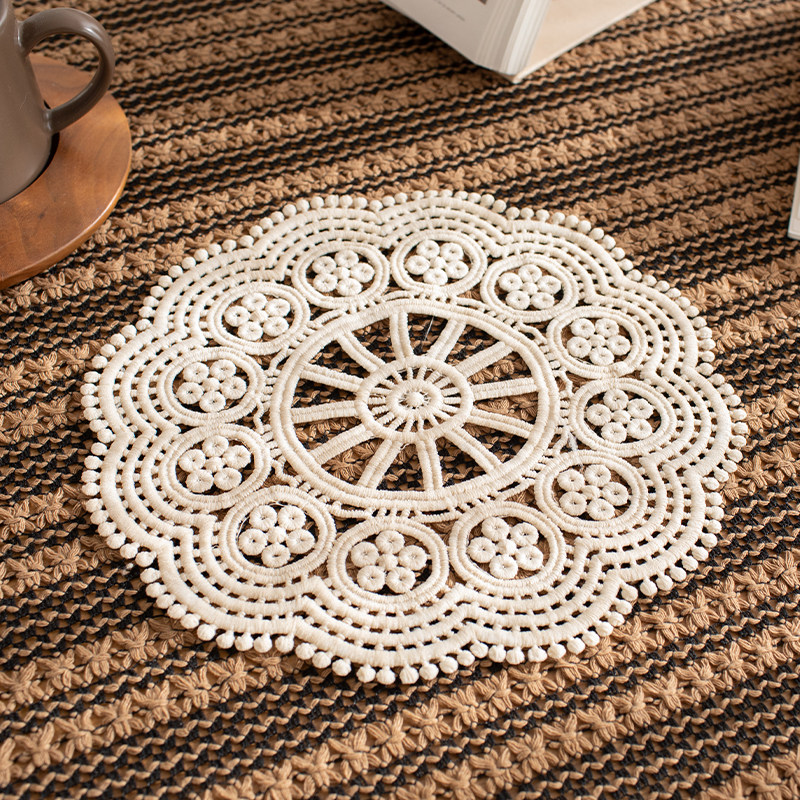 Beige Embroidered Lace Placemats