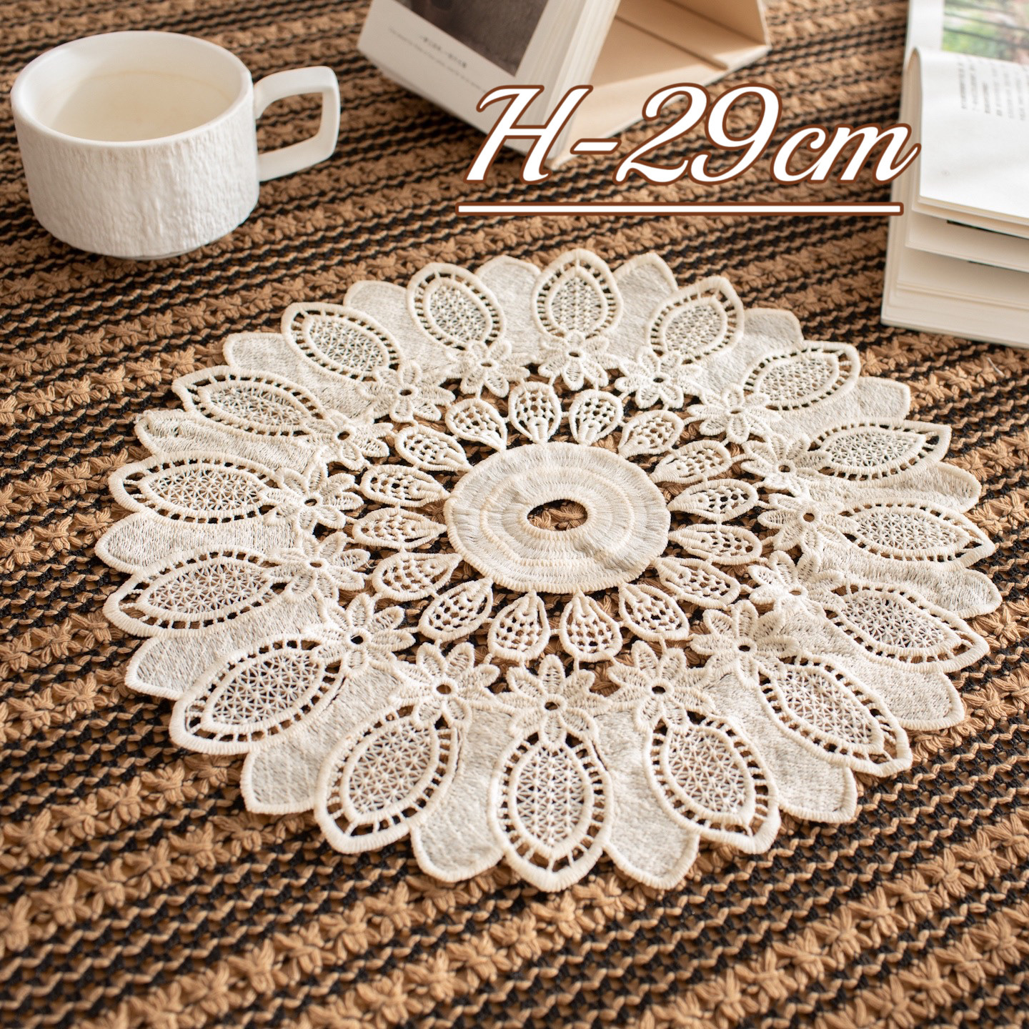 Beige Embroidered Lace Placemats
