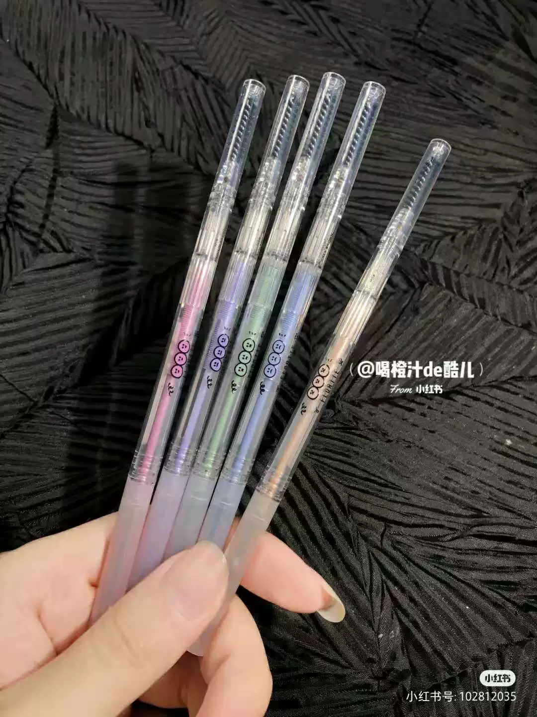 Flortte, cute transparent ballpoint pen, triangular eyebrow pencil, new version