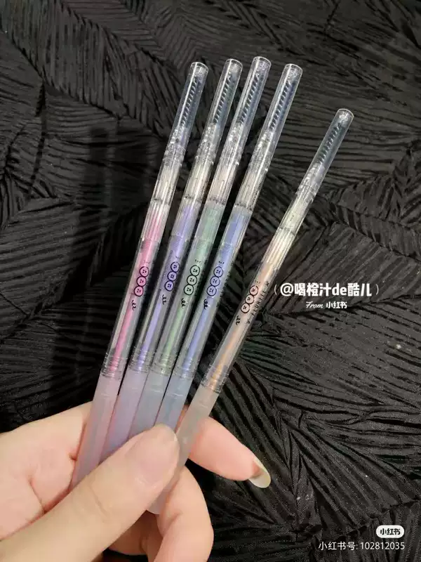 Flortte, cute transparent ballpoint pen, triangular eyebrow pencil, new version