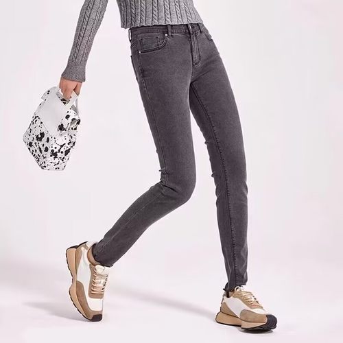 sp68烟灰色牛仔裤女春秋冬款韩国sp-68魔术裤弹力高腰加绒小脚裤