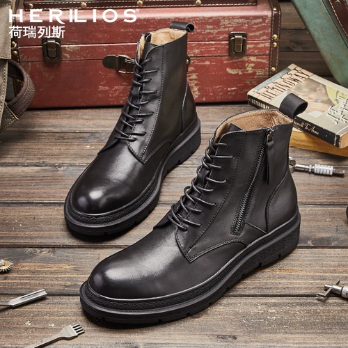 Martens, модные универсальные трендовые ботинки на платформе для отдыха, из натуральной кожи