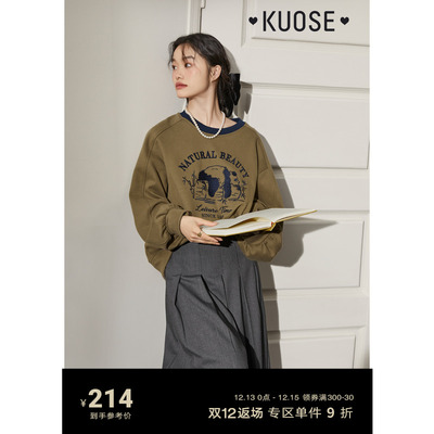 taobao agent Retro fleece demi-season sweatshirt, American style, with fleece