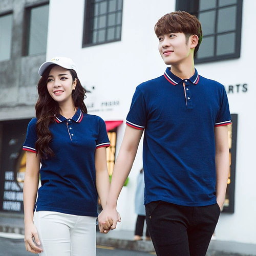 Хлопковая парная одежда для влюбленных для работы подходит для мужчин и женщин, футболка polo для школьников