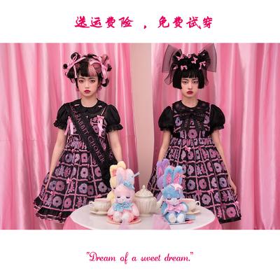 taobao agent Rebon Rabbit Lolita Black Powder Choker Rabbit genuine OP short -sleeved dress CR cabbage price Lolita