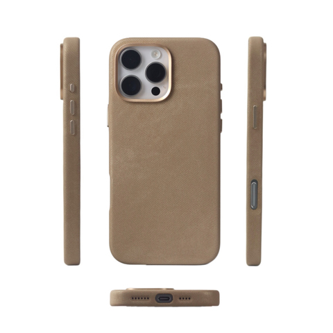 Urban Tan Fabric Gold Camera Ring iPhone Case
