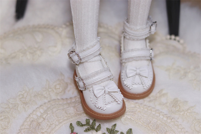 taobao agent [Kaka Planet] BJD baby shoes 4 points soft bottom double lace bowd bean shoes