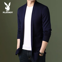Playboy, демисезонный трикотажный свитер, тонкий трендовый кардиган, длинный рукав, в корейском стиле, свободный крой