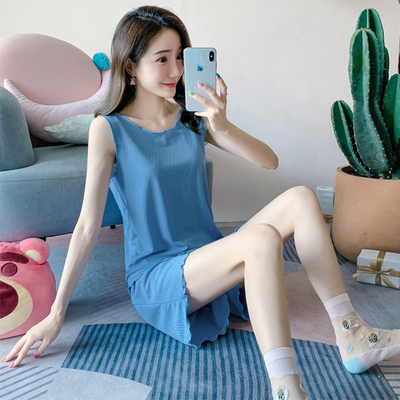 taobao agent Summer pijama, silk set, thin vest, 2023 collection, lifting effect