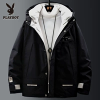 Playboy, демисезонная куртка, трендовая короткая толстовка с капюшоном, пуховик с пухом, в корейском стиле, оверсайз