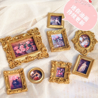 taobao agent Doll house, mini dollhouse, props, food play, golden photo frame