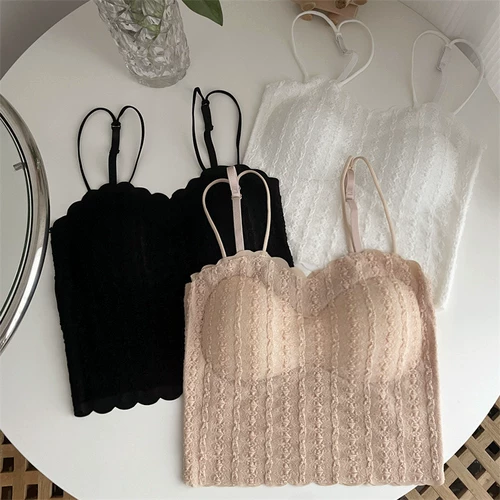 Кружевная летняя майка топ, нижнее белье, топ с чашечками, топ без лямок, бюстгальтер-топ, красивая спина