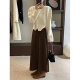 Шерстяная приталенная черная трикотажная длинная длинная юбка, А-силуэт, высокая талия