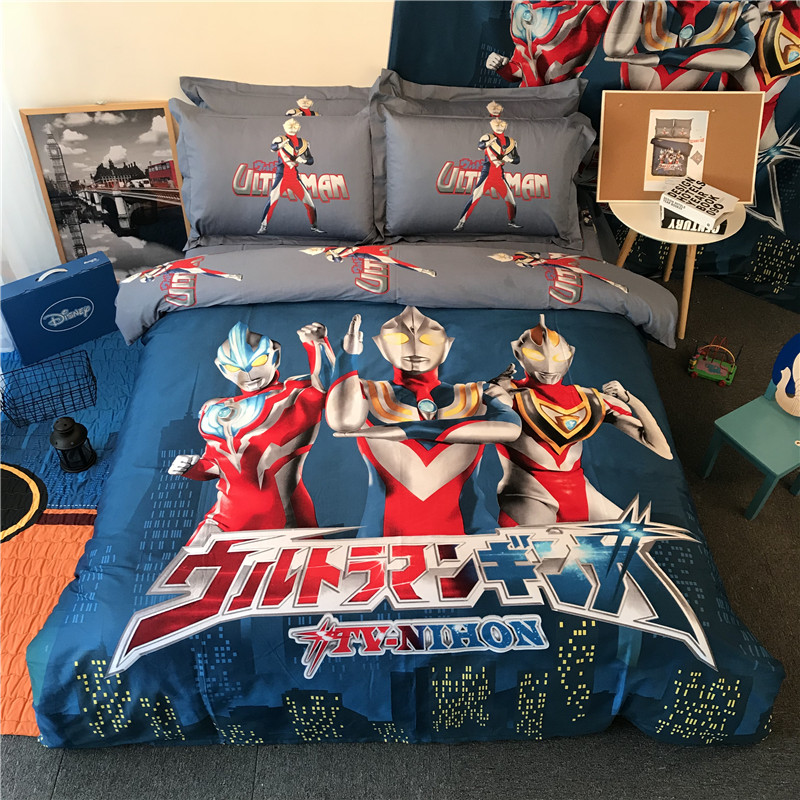 marvel cotton cartoon sanded three/four piece set captain america superman boy bedding student bed sheet