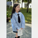 柒号童仓 Весенняя рубашка, детский универсальный галстук, тонкий жакет для отдыха, куртка, в корейском стиле