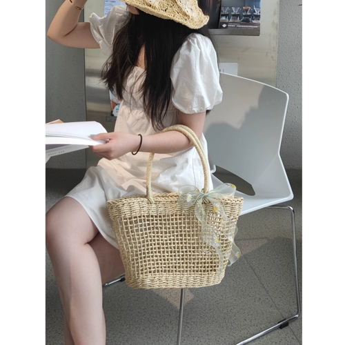 Плетеная корзина, соломенная барсетка, вместительная и большая сумка на одно плечо