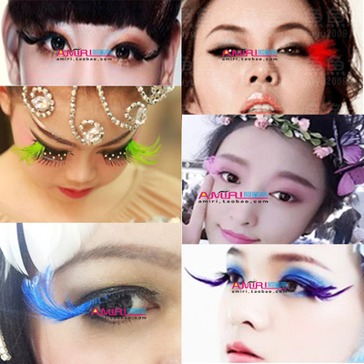 taobao agent Amei Li Liuyi Children's Day stage performance exaggerated feathers fake eyelashes color eyelashes AM41 red curls