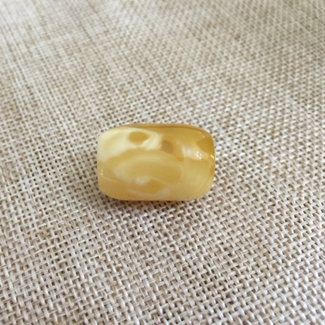 天然原矿鸡油黄俄料白花蜜蜡顶珠配饰隔珠大孔道无优化实拍正品