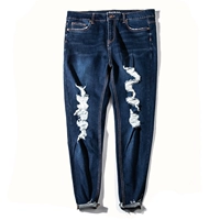 Джинсовые эластичные штаны, европейский стиль, 66-130см, высокая талия, большой размер