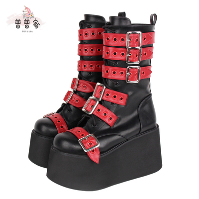 taobao agent Boots with zipper platform, 2022, autumn, Lolita style