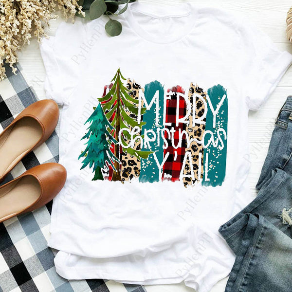 Рождественская футболка подходит для мужчин и женщин, 2020, короткий рукав, в западном стиле