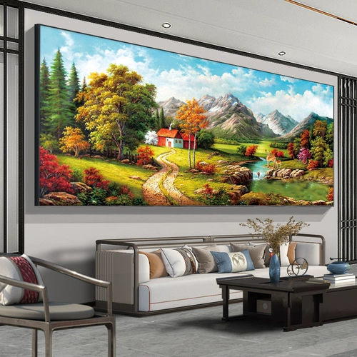 Вода, протекающая в стиле европейского стиля, поперечная вышивка 2023 Новая вышивка.