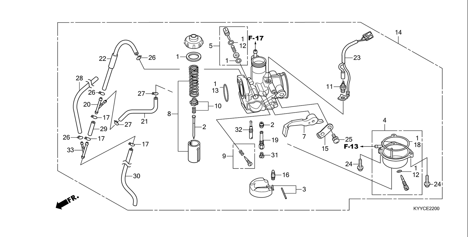 Wuyang Honda Оригинальные чистые полиэтиленовые запчасти Feng G125-12A-E-18-1 карбюратор