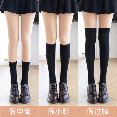 taobao agent Spring and autumn stockings stitching poured thickened fake long cylinders over knee socks, half tube calf, fake thighs pants, socks, socks