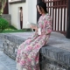 2021 đầu mùa thu phụ nữ cải tiến sườn xám phong cách dân tộc của phụ nữ cotton và lanh dài áo choàng có cúc Áo choàng cổ điển Trung Quốc - Cộng với kích thước quần áo