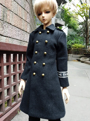 taobao agent M3 BJD baby clothes shopkeeper recommended 3 points HID uncle black double -breasted woolen coat strong uncle customized