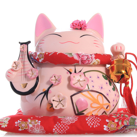 限区包邮粉色琵琶 招财猫 大号 陶瓷 摆件 存钱罐 大号/开业/摆件