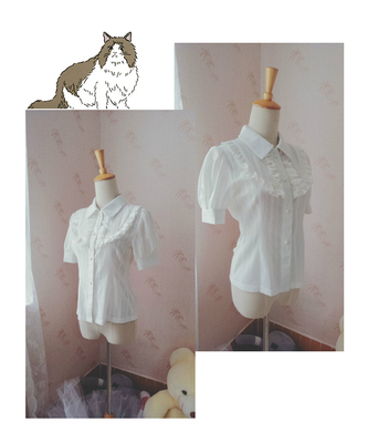 taobao agent The new white wave dot to stand up to hell sigh of the new white wave dot lolita shirt short sleeves