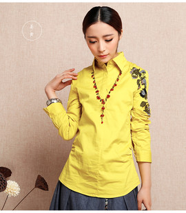 一衣江南 Spring shirt, long top, city style, long sleeve, mid-length