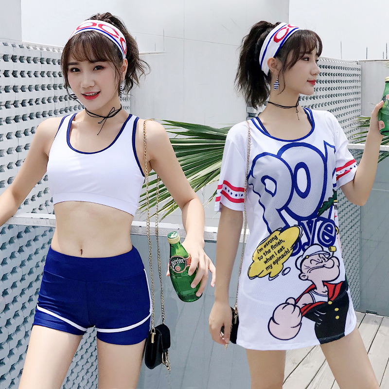 泳衣女分体保守三件套韩国温泉小香风遮肚显瘦运动学生大码游泳装